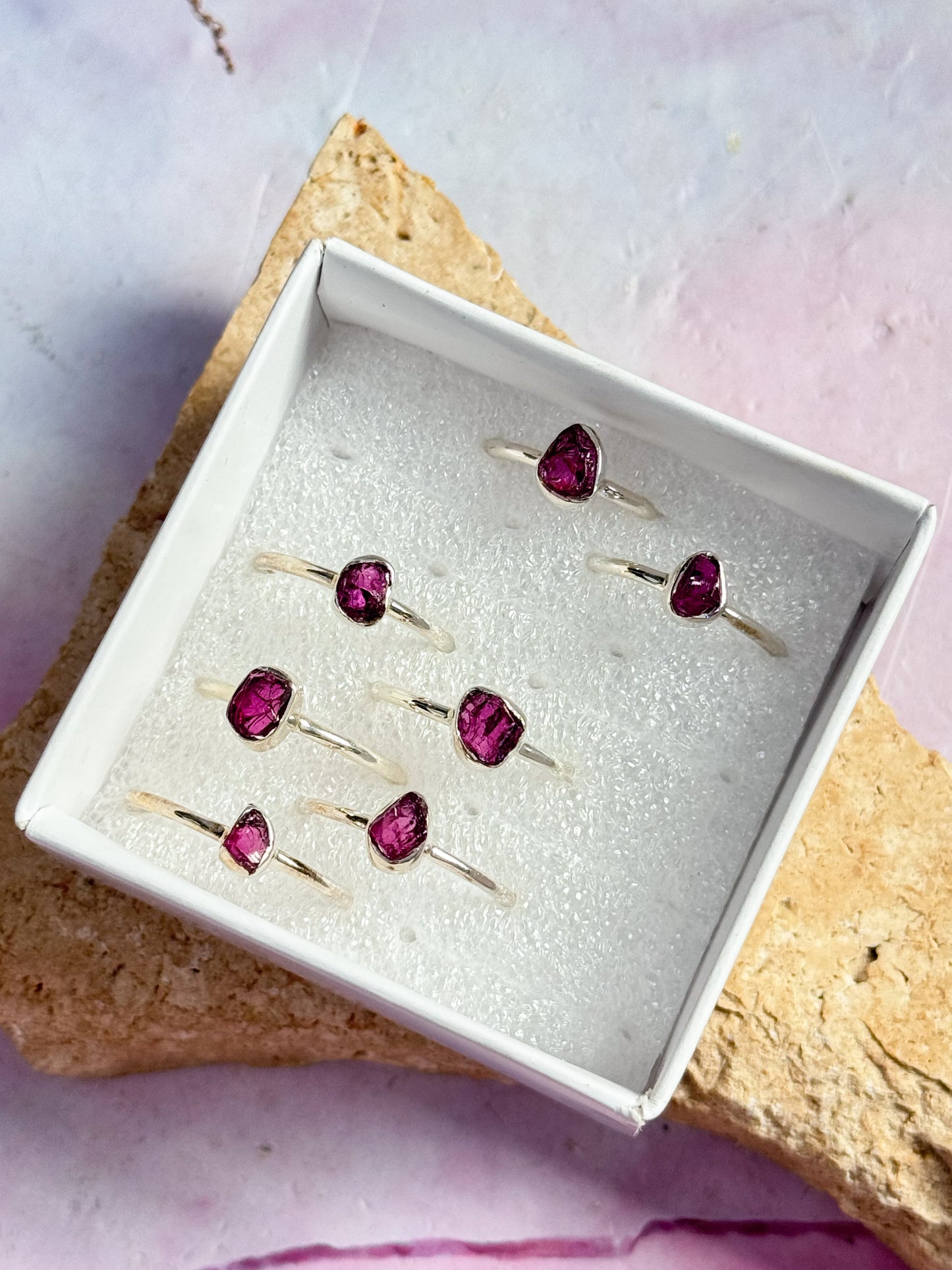 Purple Garnet Rough Rings