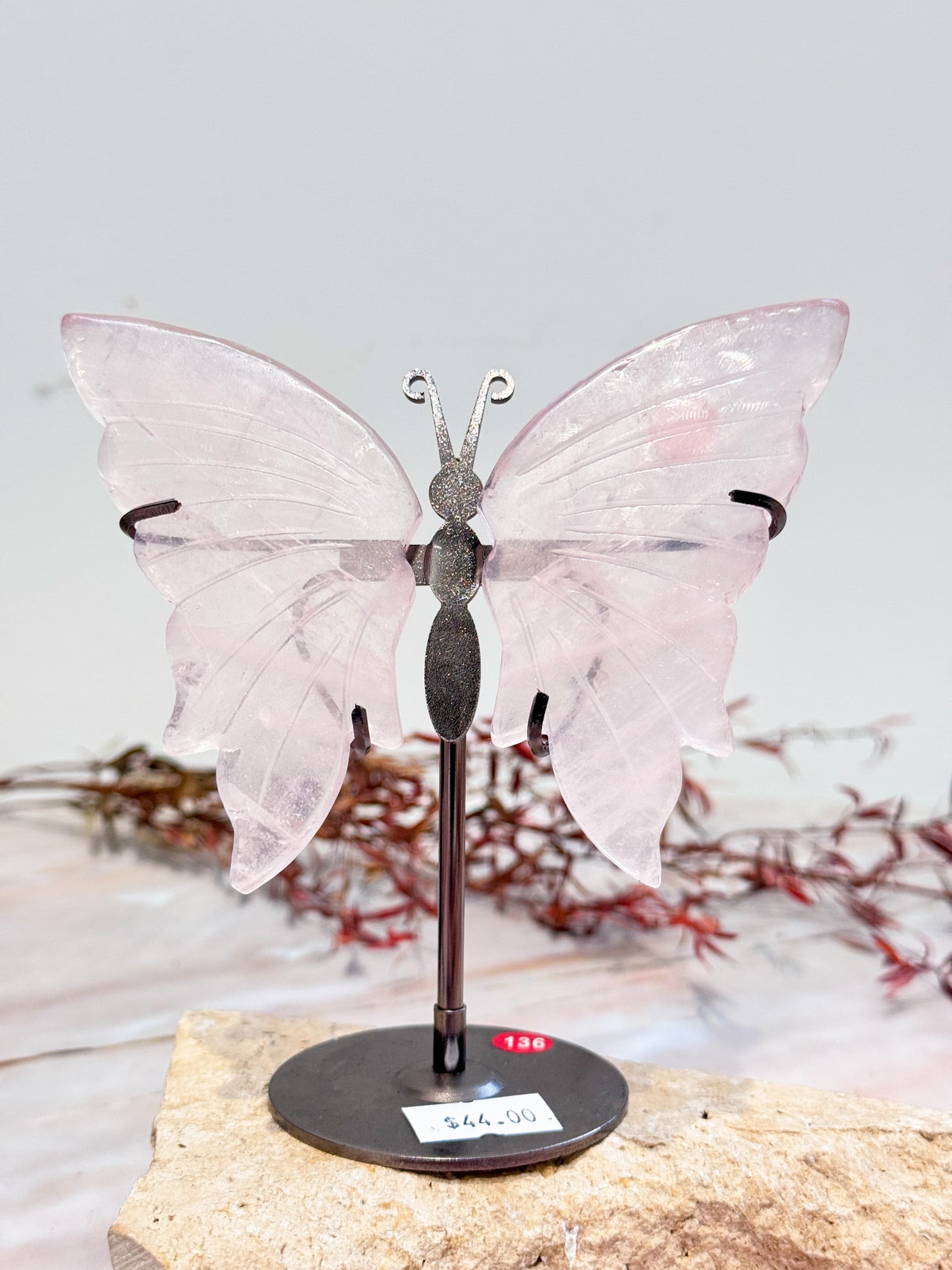 Rose Quartz Butterfly Pair