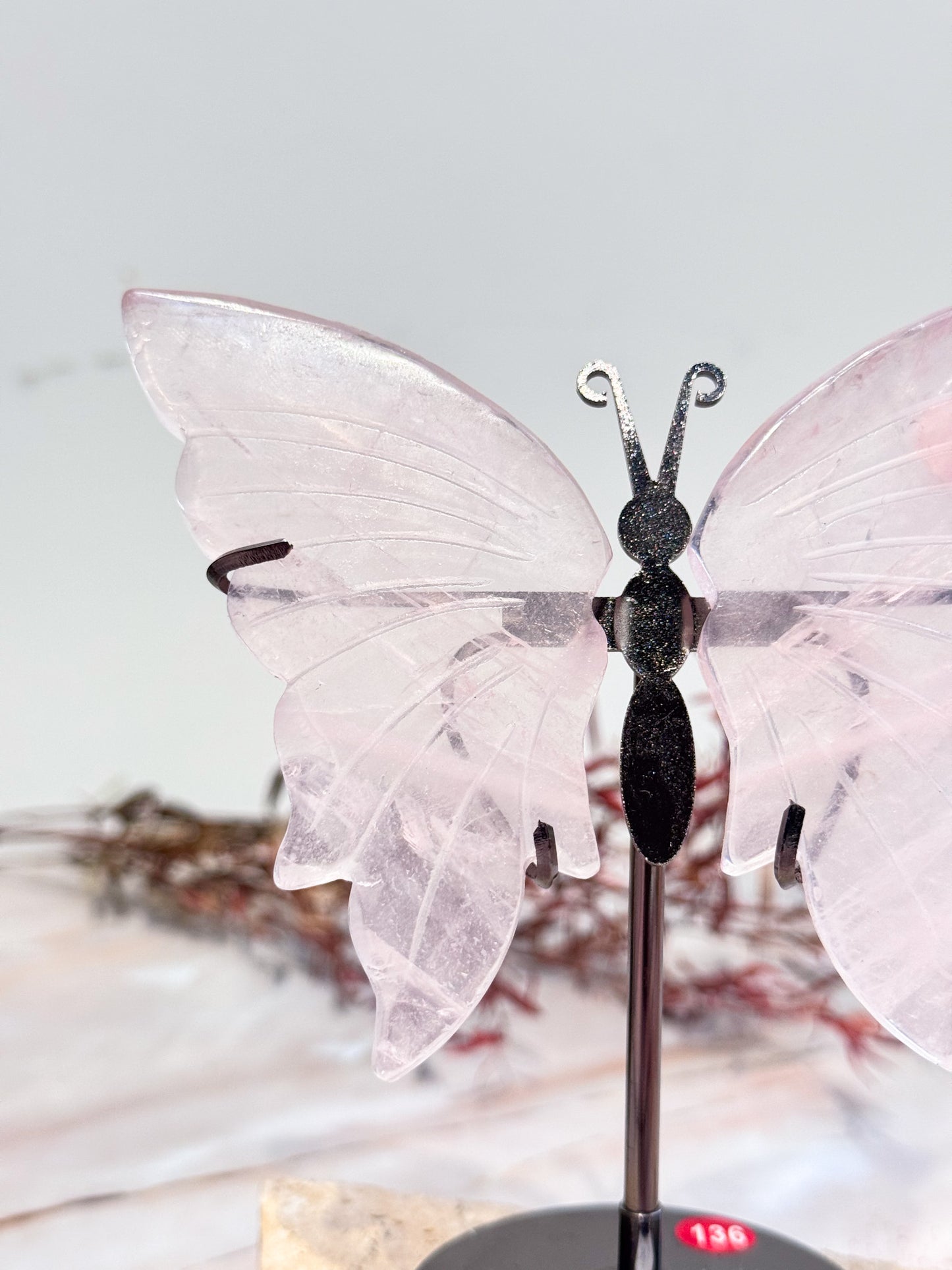 Rose Quartz Butterfly Pair