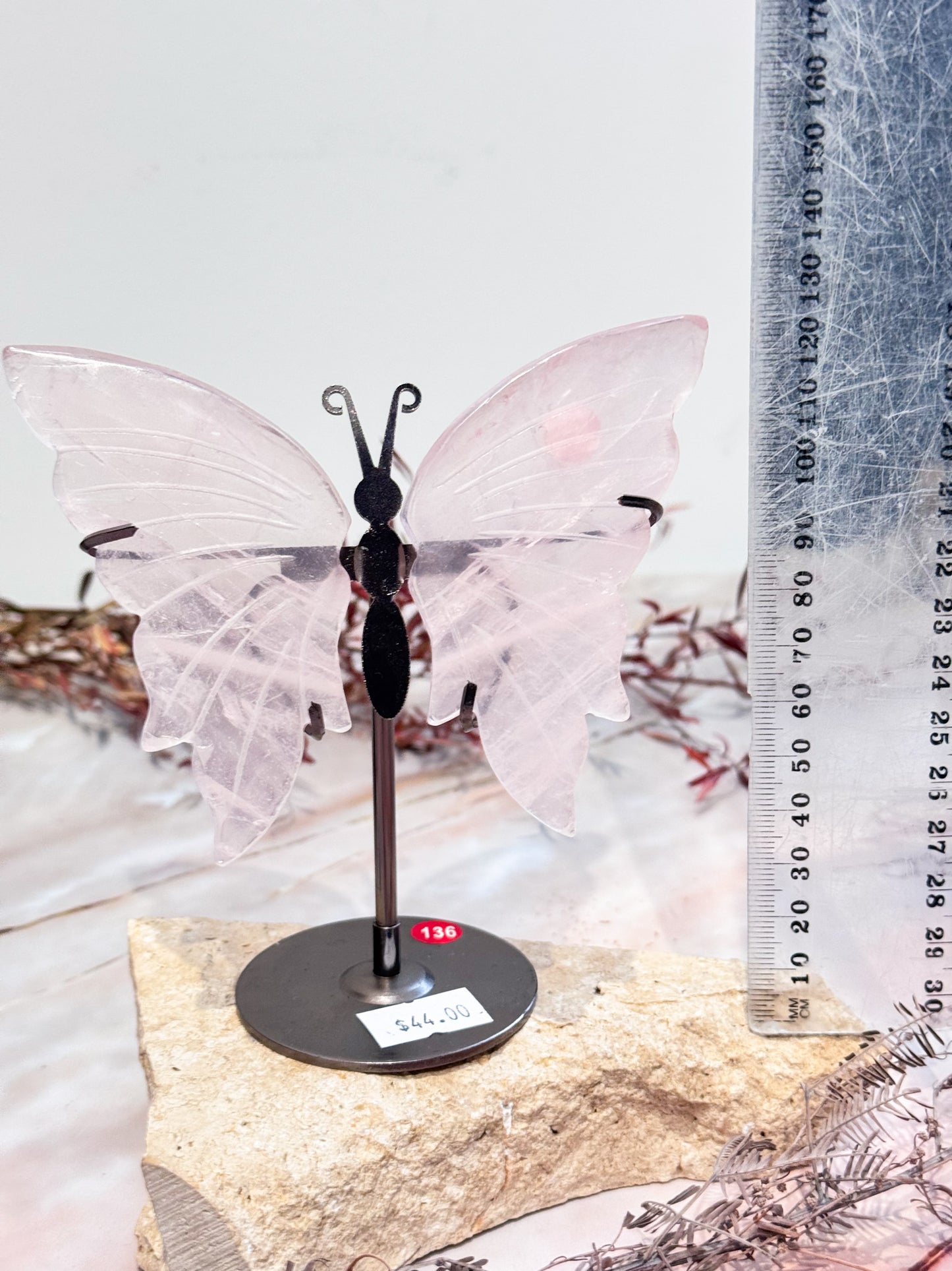 Rose Quartz Butterfly Pair