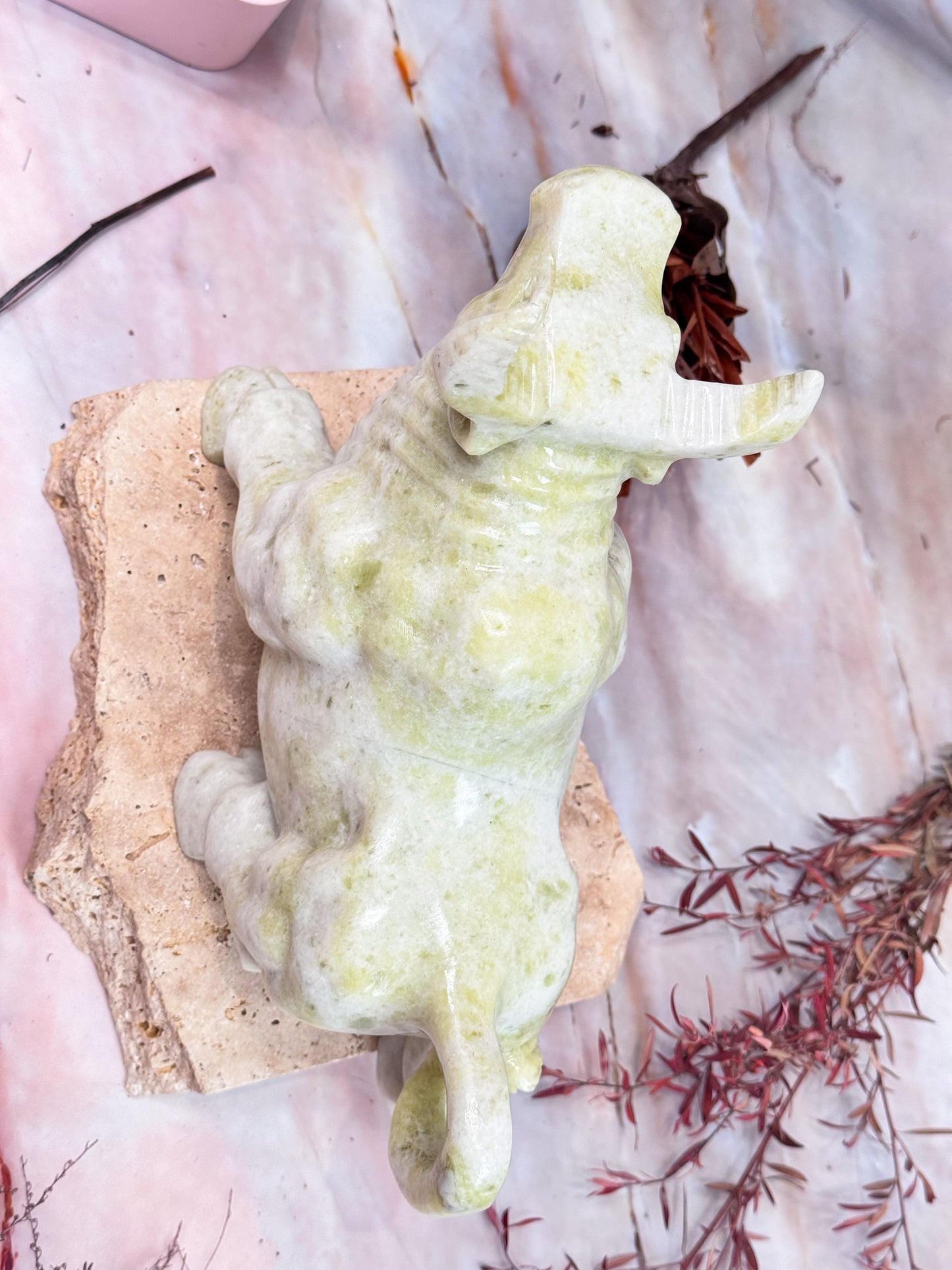 Serpentine in White Jade Bull