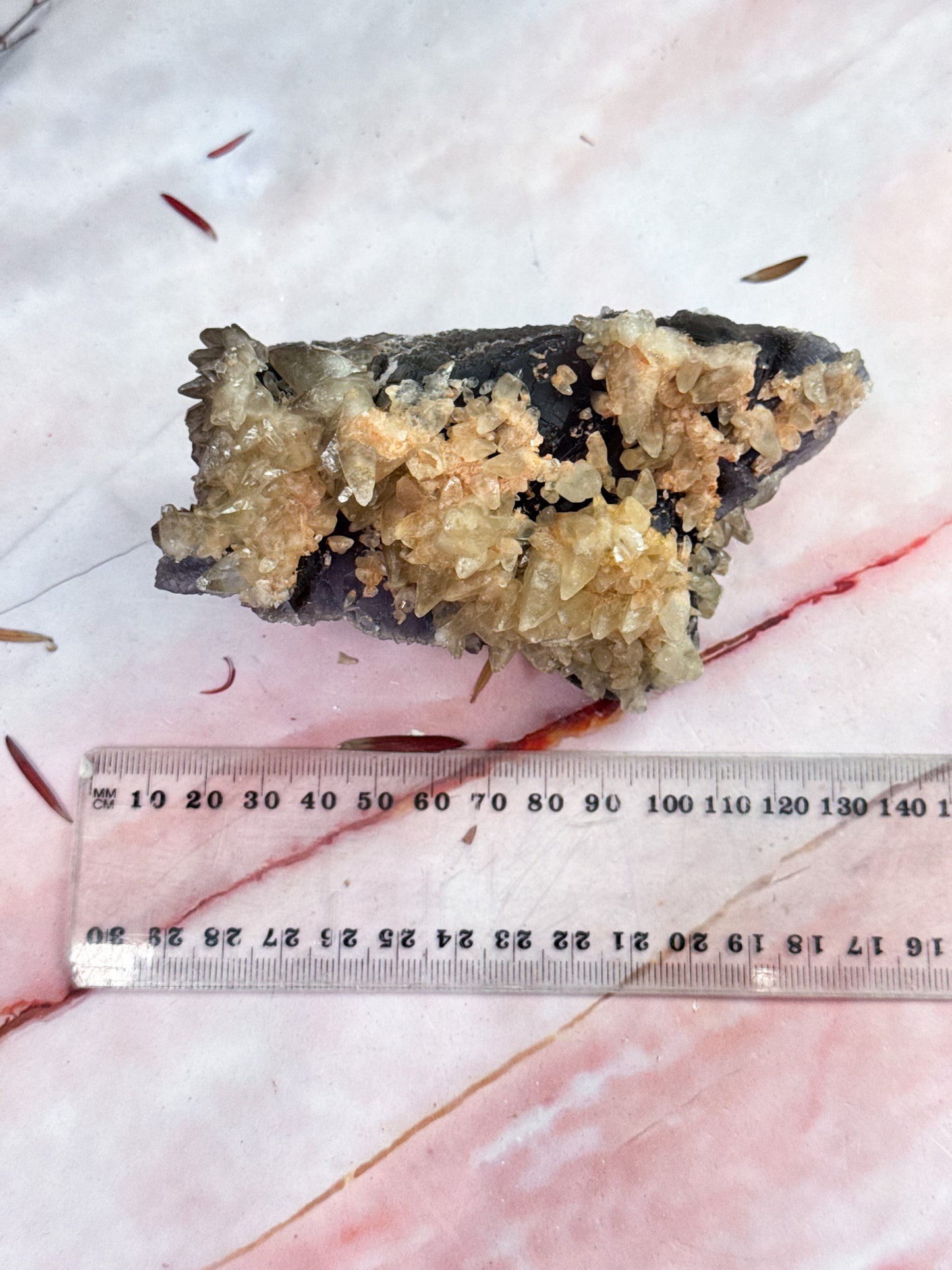Fluorite with Dog Tooth Calcite Cluster