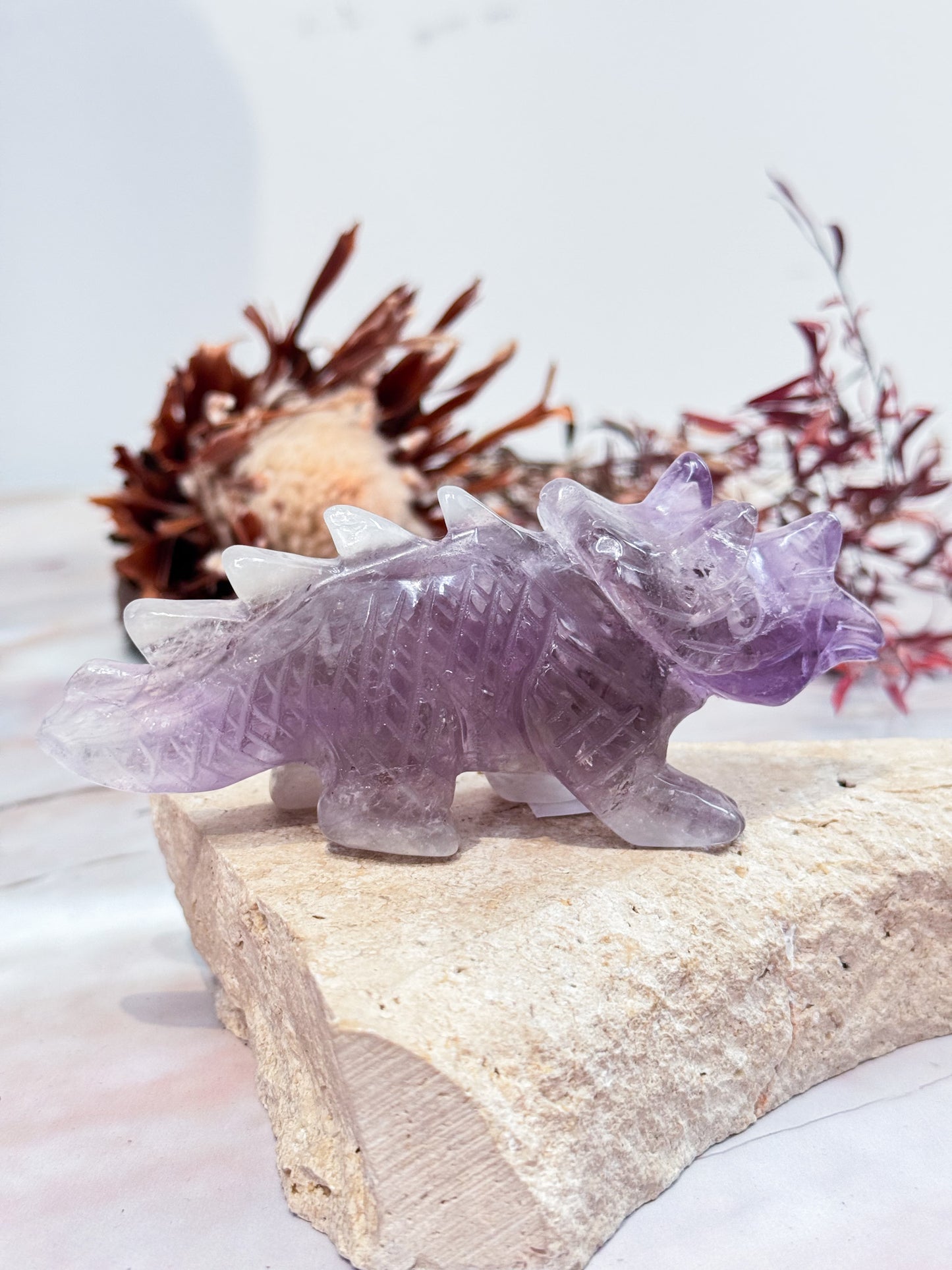 Amethyst Triceratops Carving