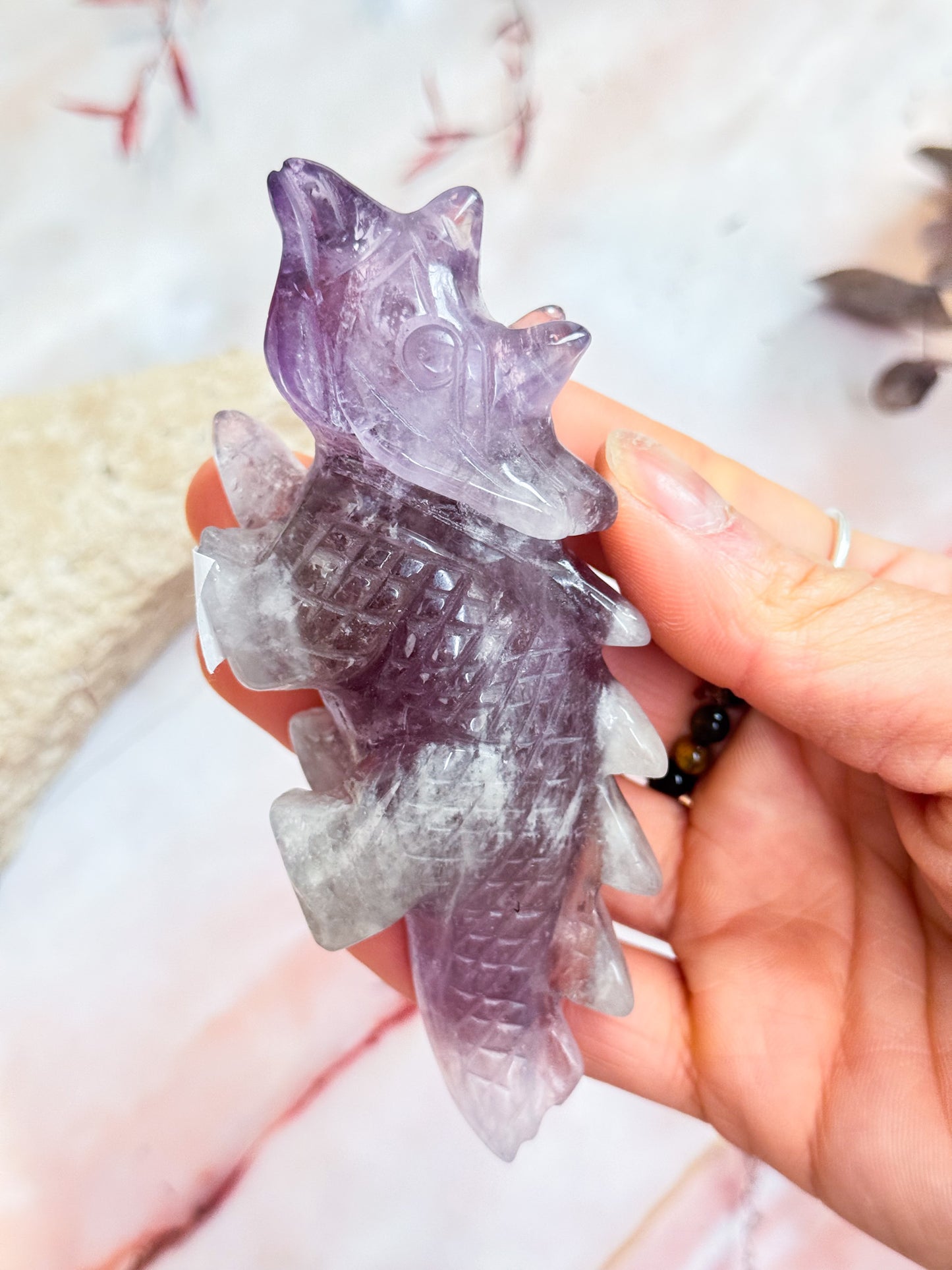 Amethyst Triceratops Carving