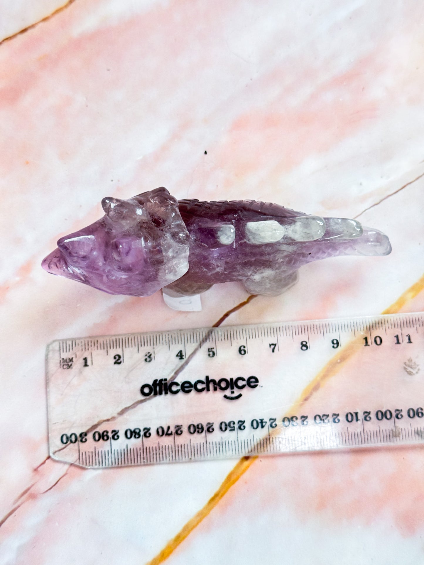 Amethyst Triceratops Carving