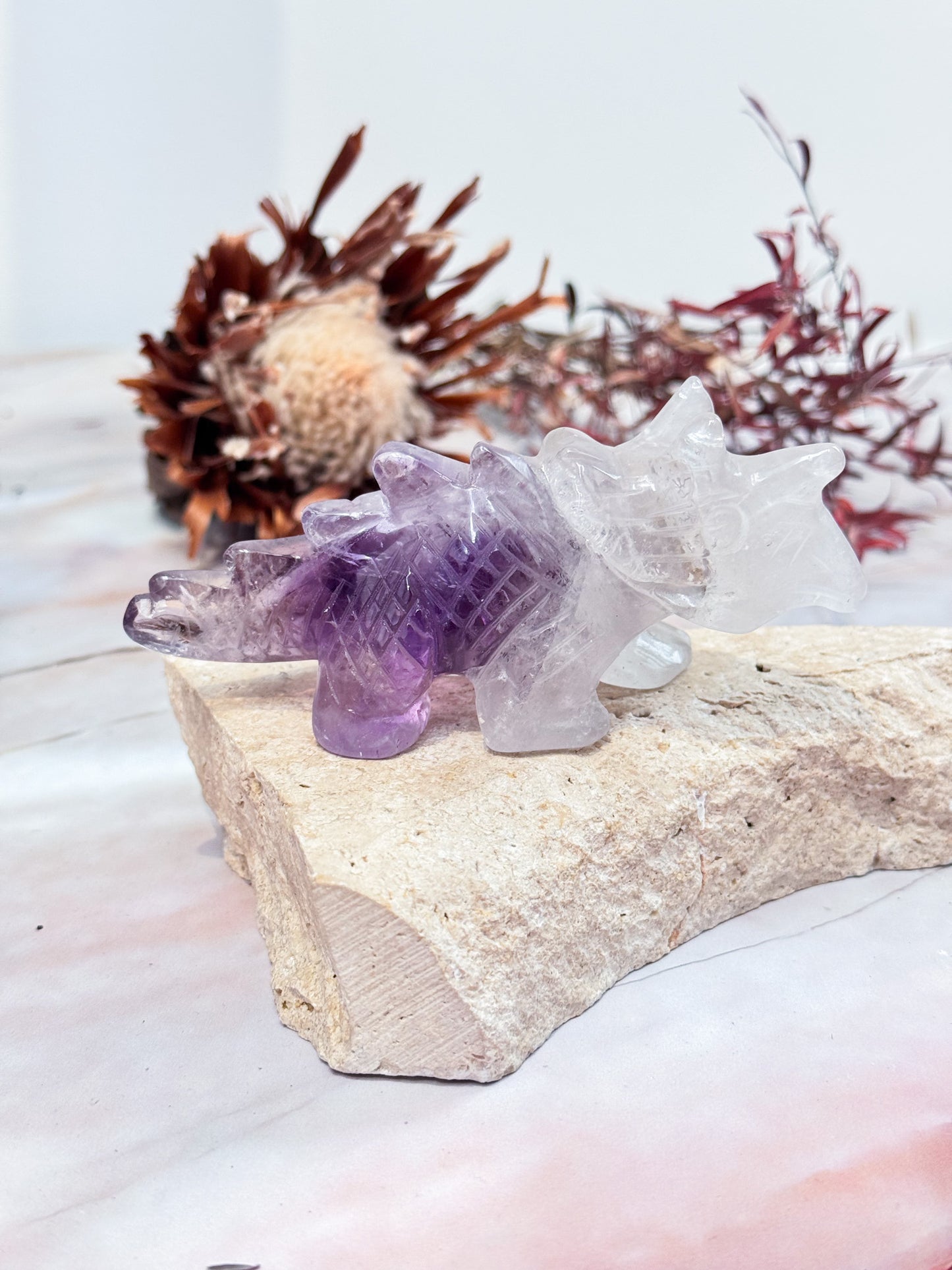 Amethyst Triceratops Carving #2