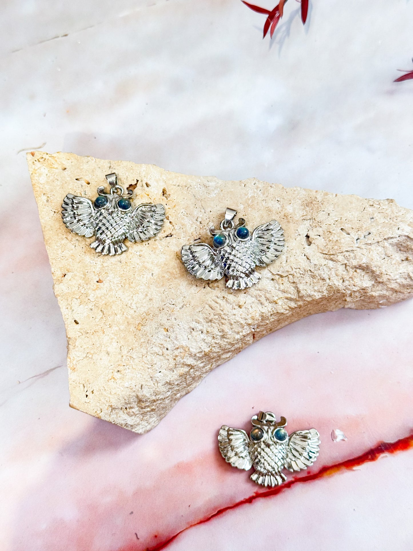 Labradorite Owl Pendants