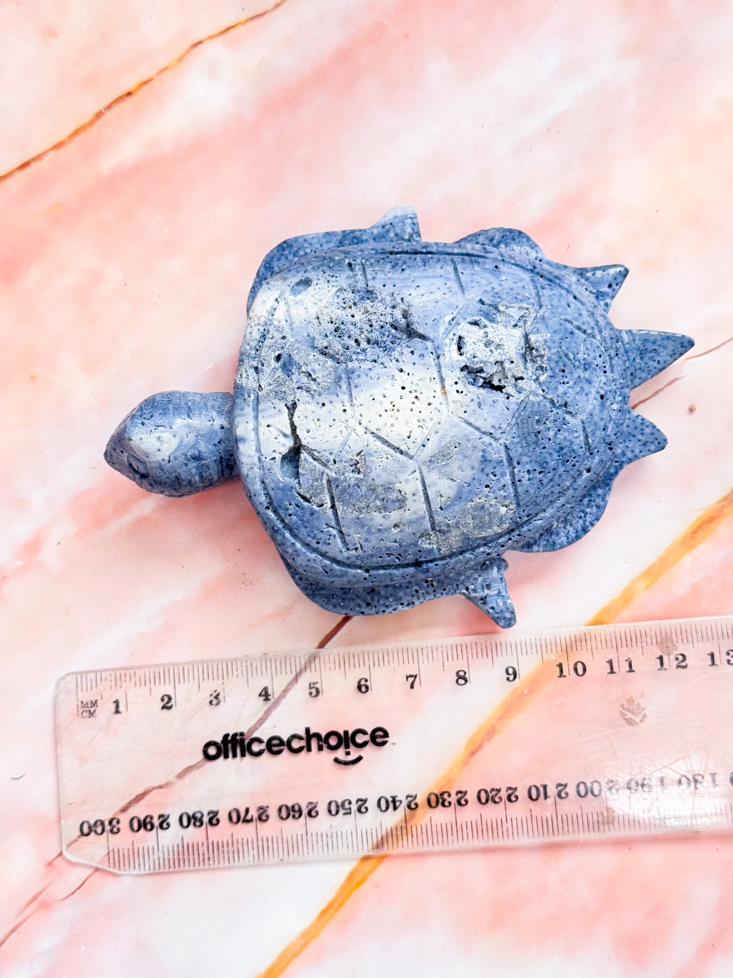 Blue Coral Turtle Carving