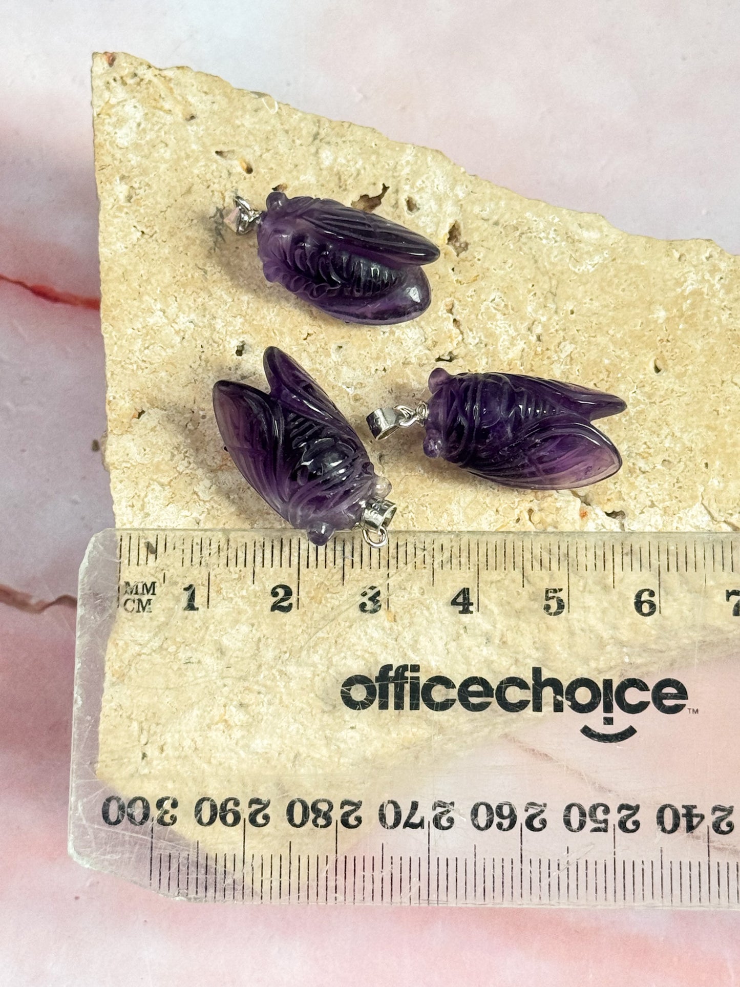 Amethyst Cicada Pendants