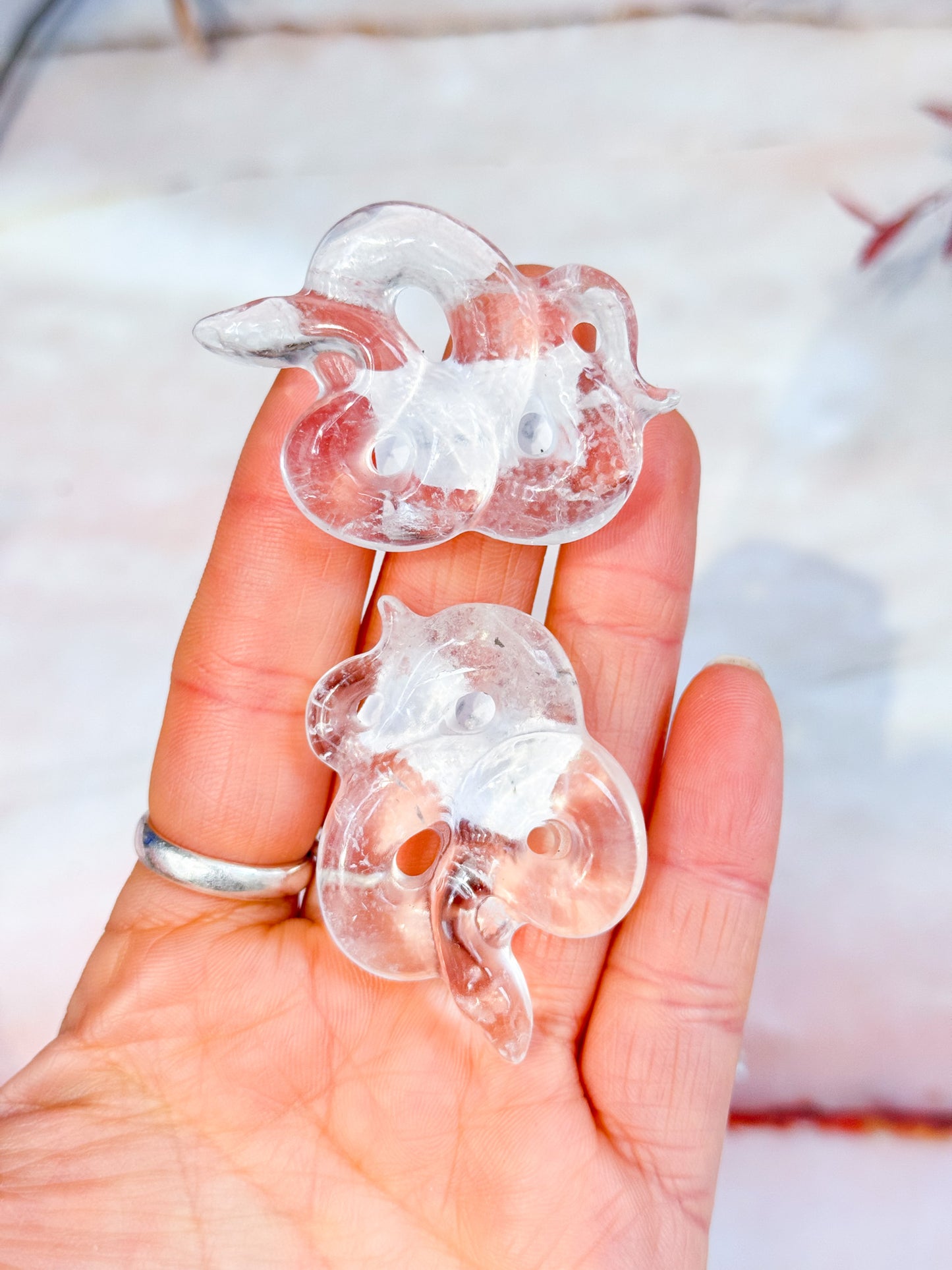 Clear Quartz Snake Carvings