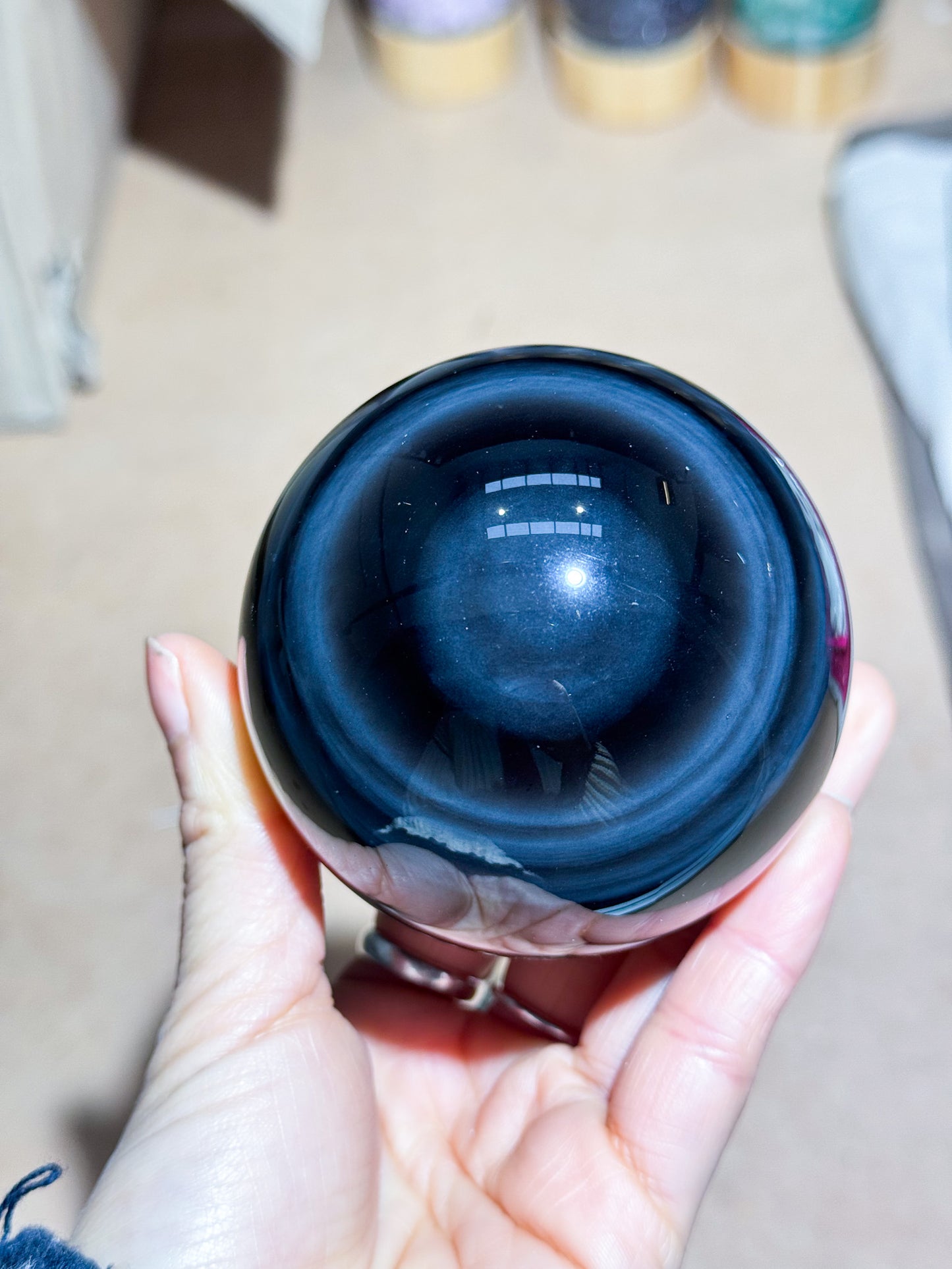 Midnight Lace Obsidian Sphere