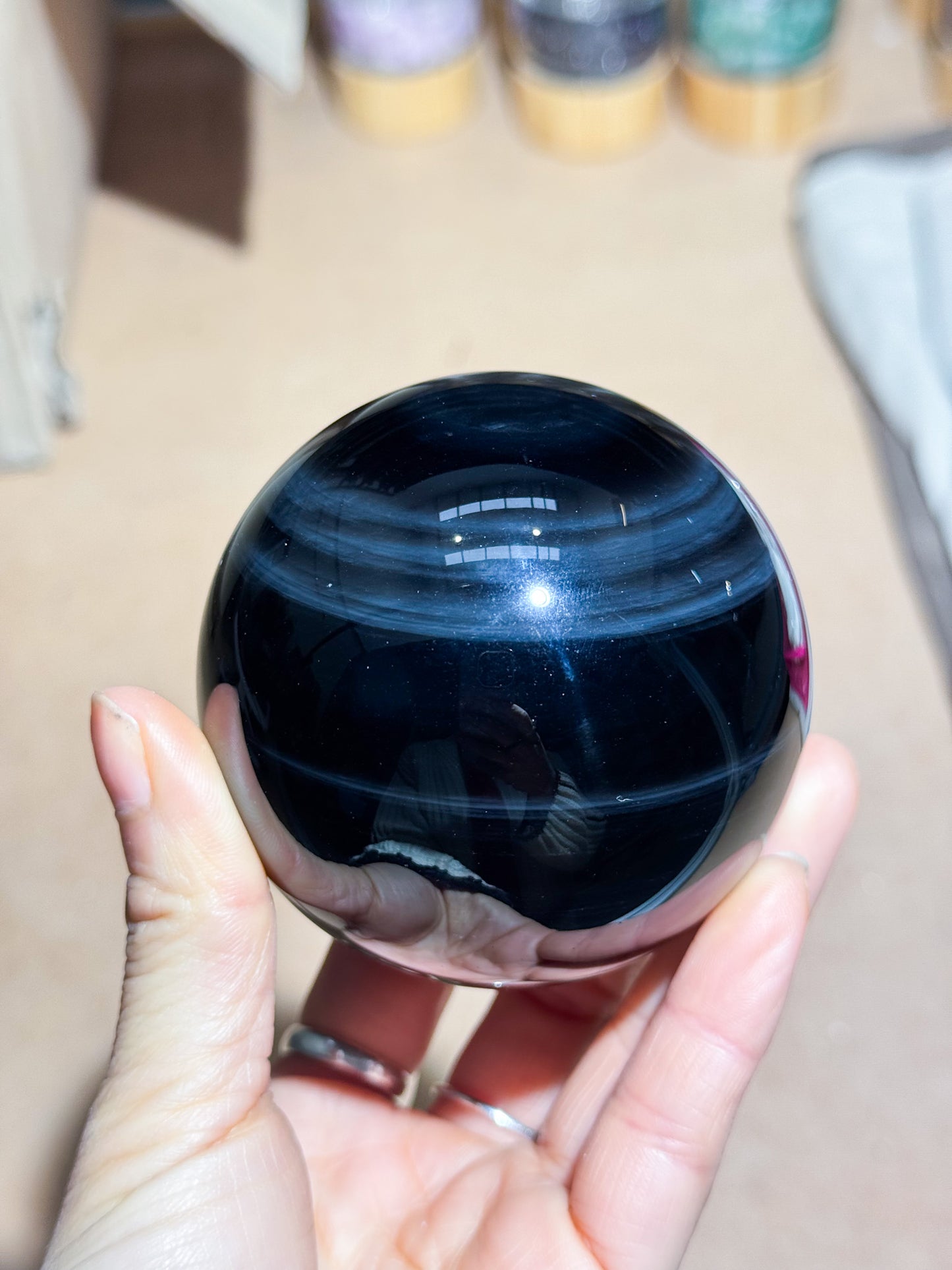 Midnight Lace Obsidian Sphere