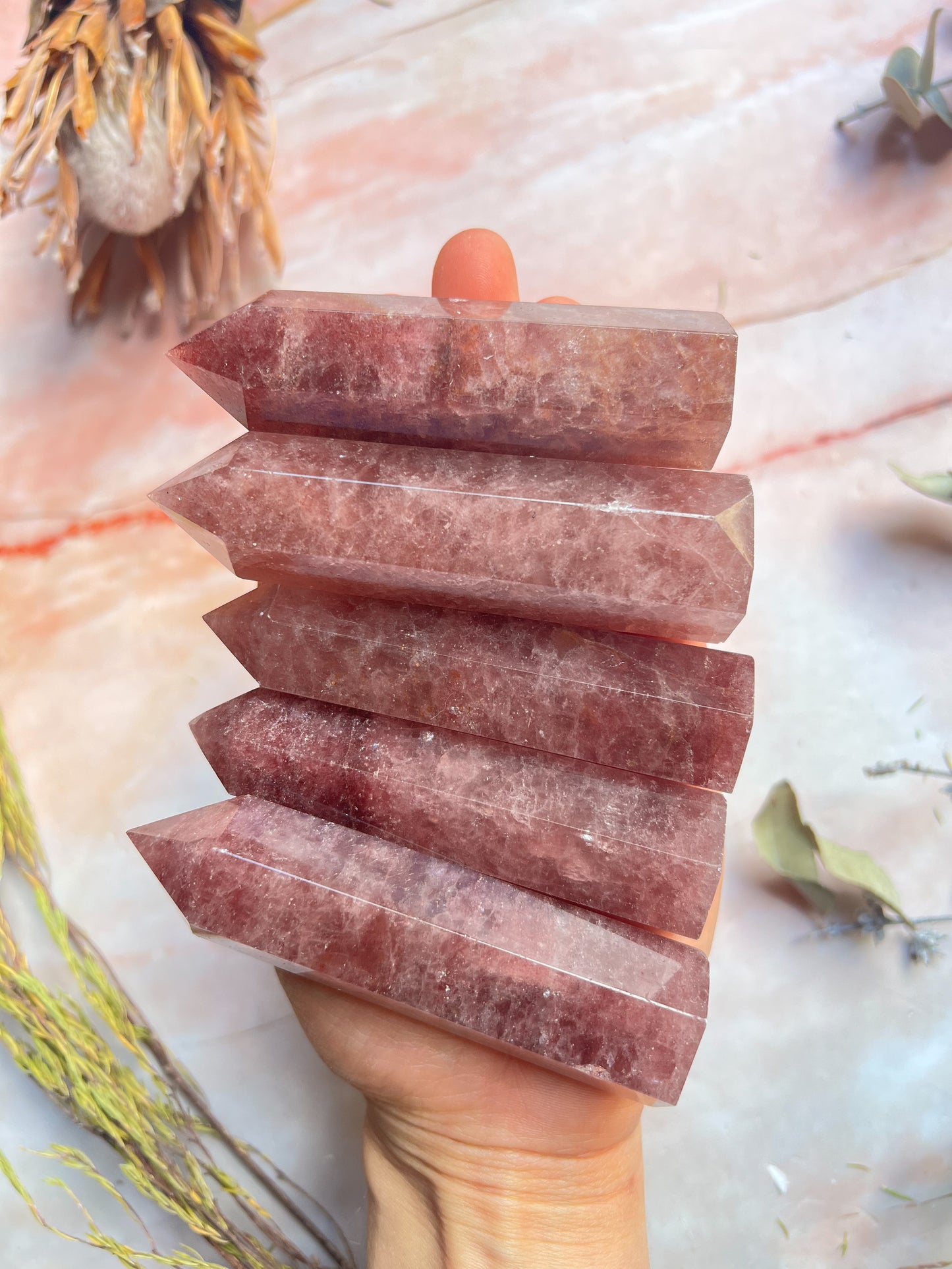 Strawberry Quartz Points