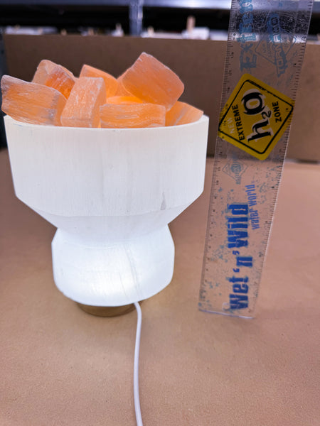 Fire Selenite Bowl Lamp