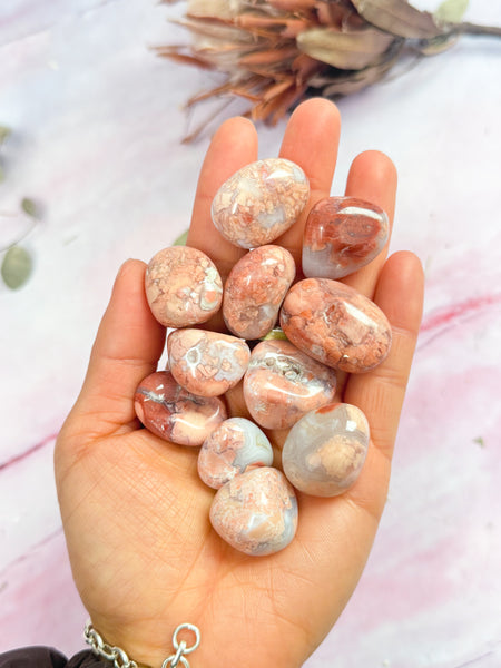 Pink Druzy Agate Tumbles