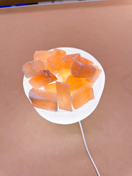 Fire Selenite Bowl Lamp