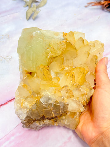 Dog Tooth Calcite and Fluorite Cluster