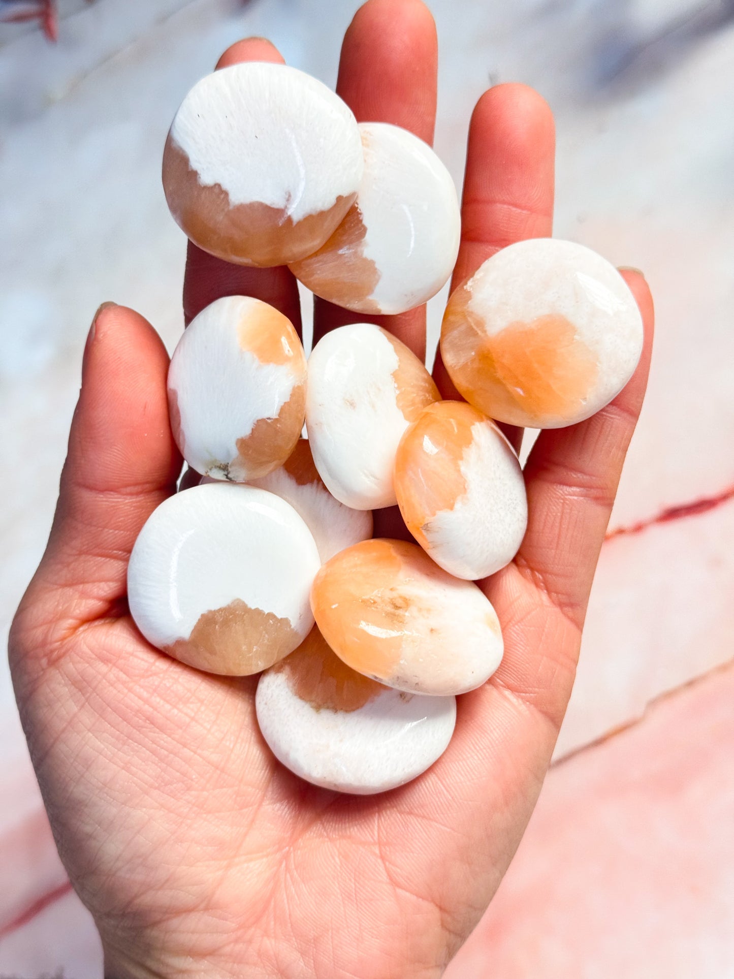 Peach Scolecite Mini Palmstones
