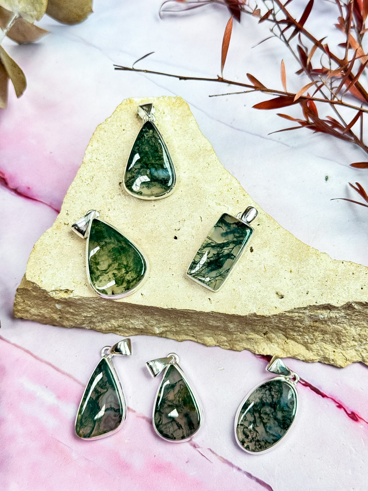 Moss Agate Pendants