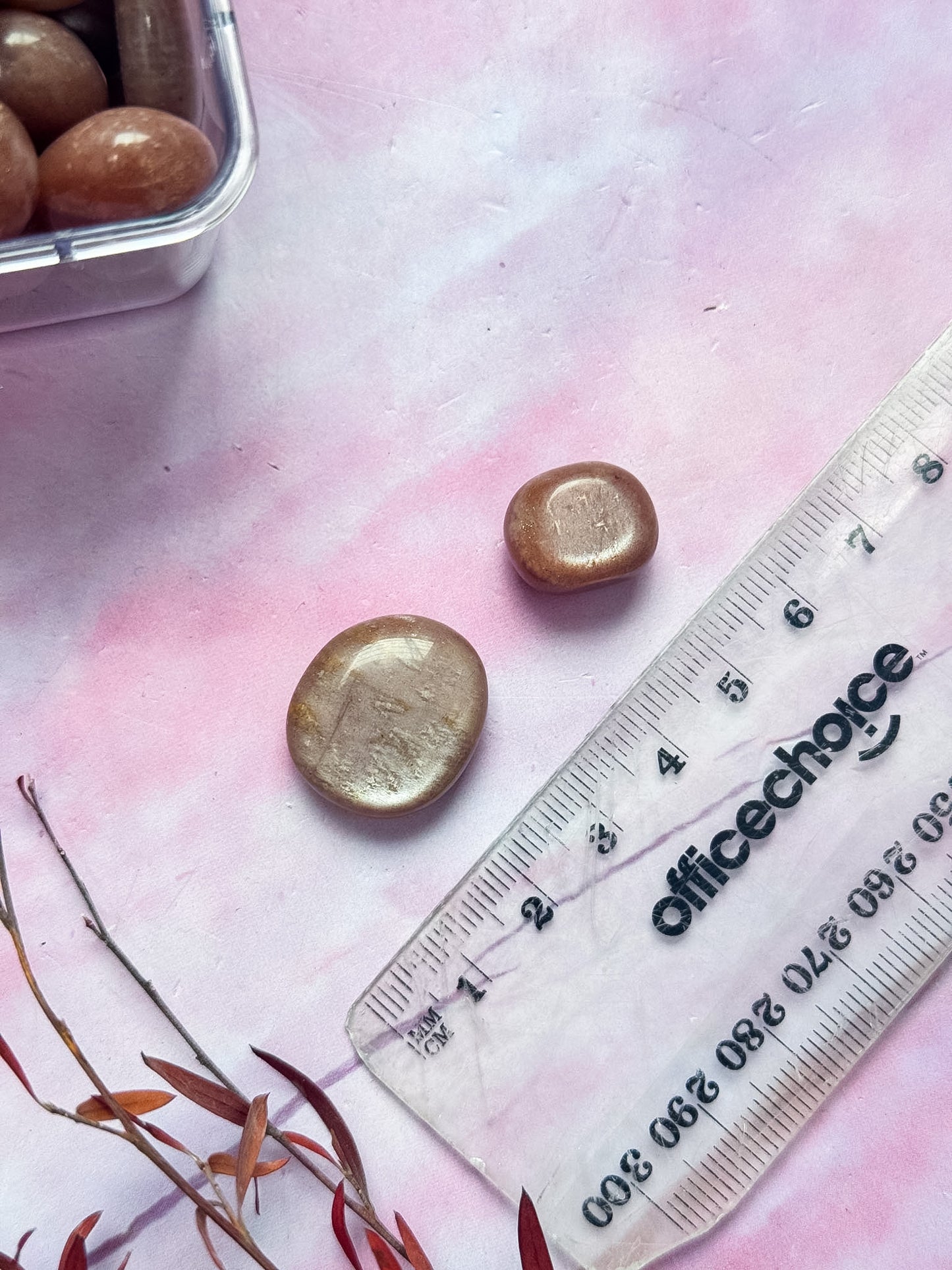 Peach Moonstone with Sunstone Tumbles