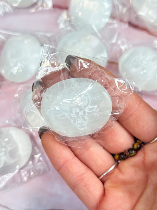 Selenite Horoscope Palmstone Sets