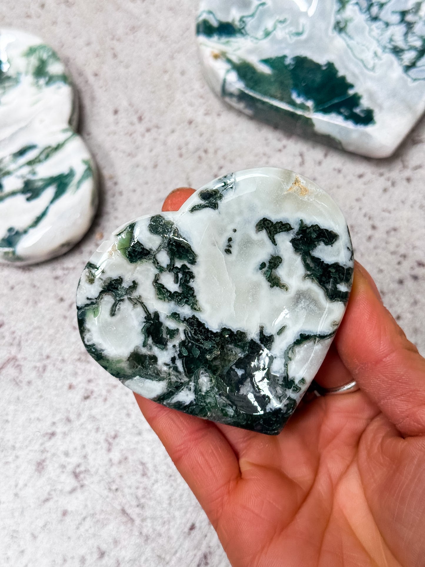 Moss Agate Heart Bowls