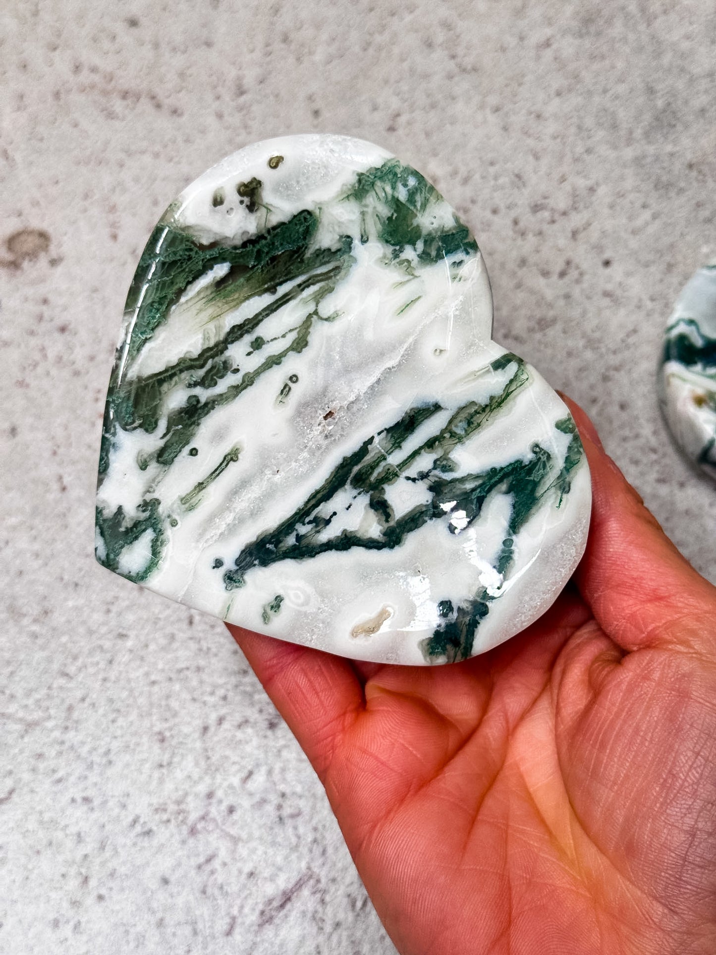 Moss Agate Heart Bowls