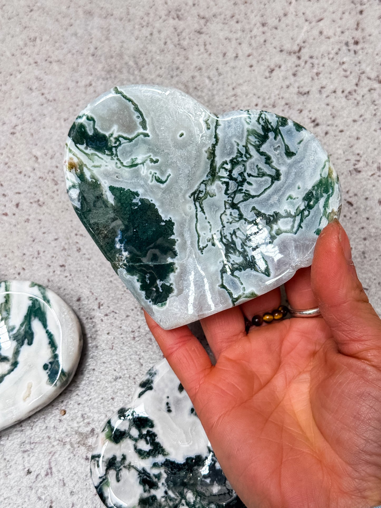 Moss Agate Heart Bowls