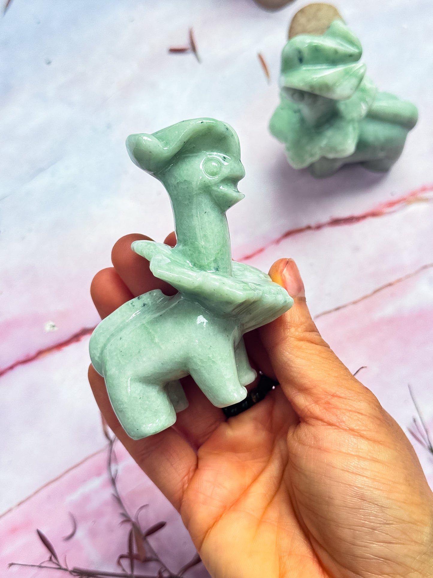 Serpentine Meganium Carvings