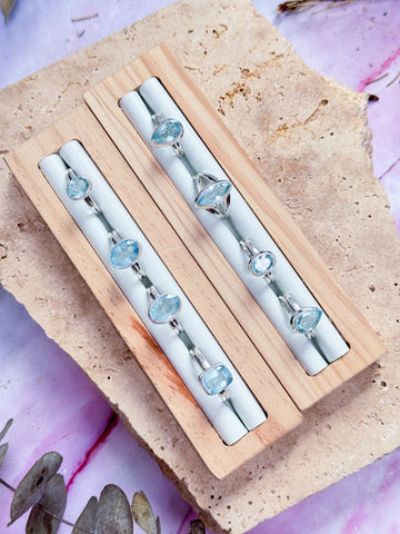 Facted Aquamarine Rings