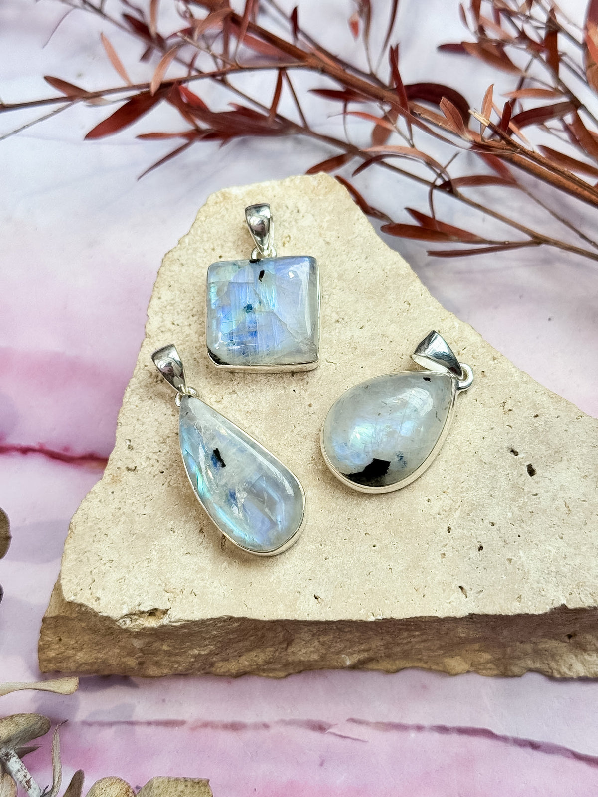 Rainbow Moonstone Pendants