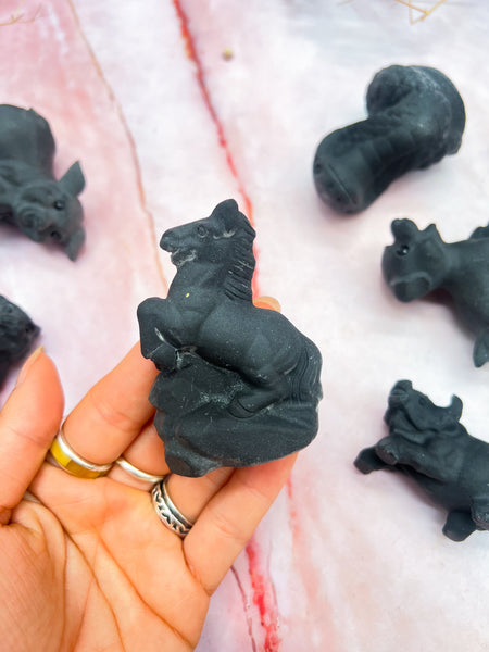 Obsidian Chinese Zodiac Carvings
