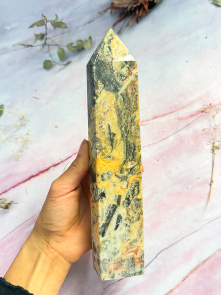 Yellow Mexican Crazy Lace Agate Tower