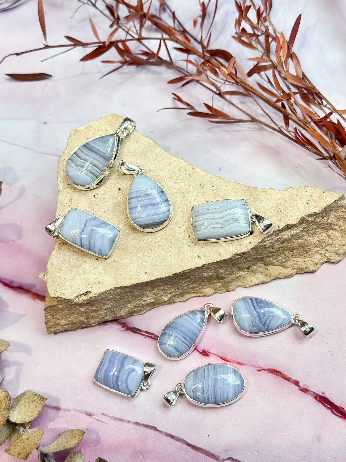 Blue Lace Agate Pendants