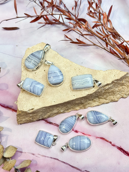 Blue Lace Agate Pendants
