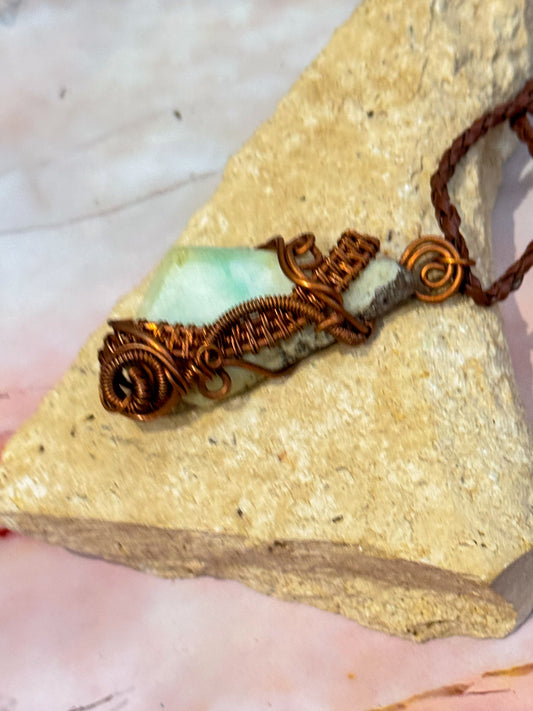 Smithsonite Copper Wrapped Necklace