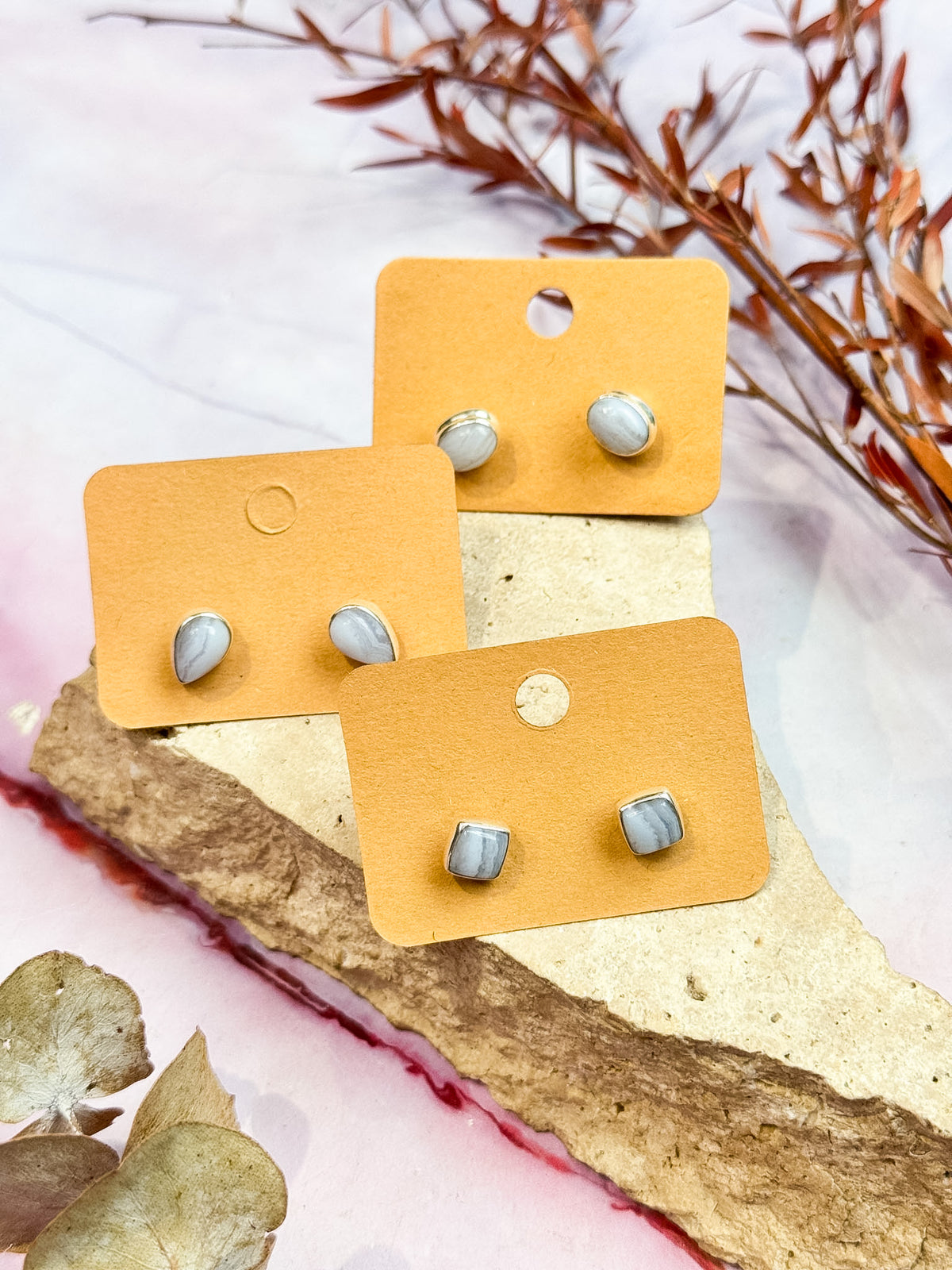 Blue Lace Agate Studs