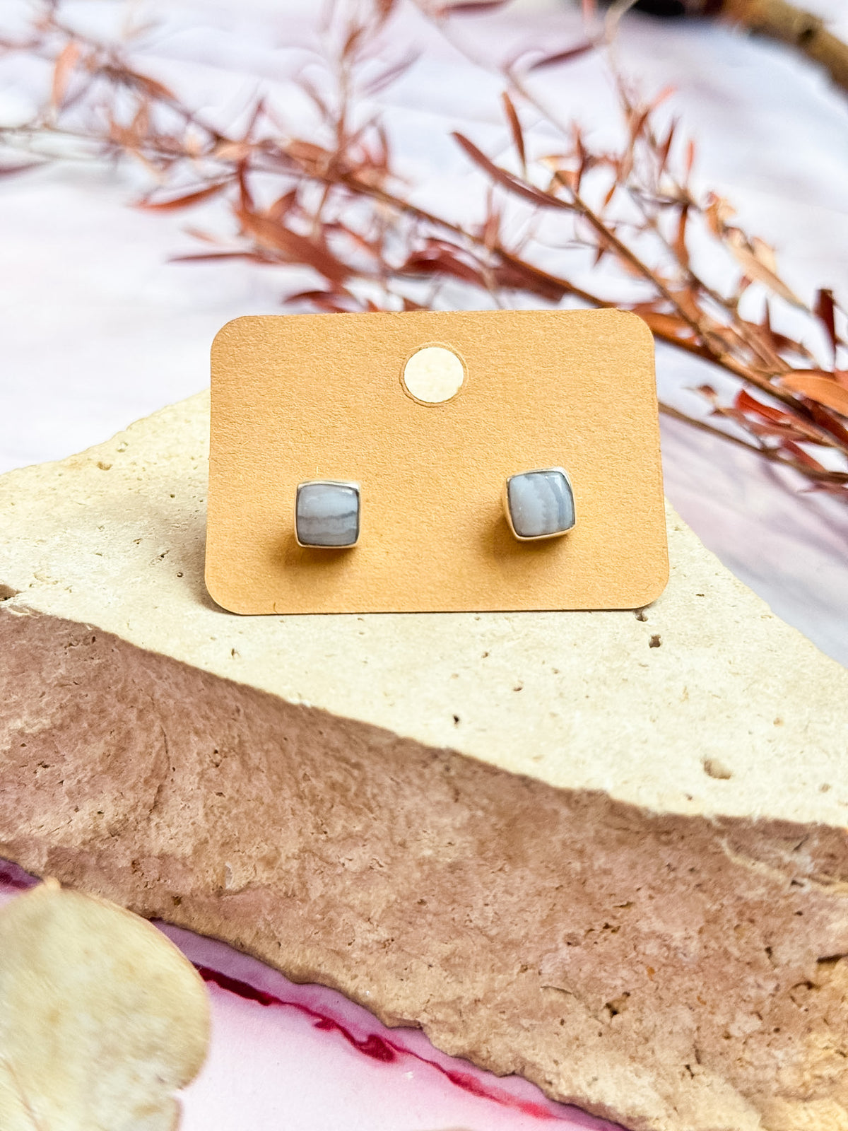 Blue Lace Agate Studs