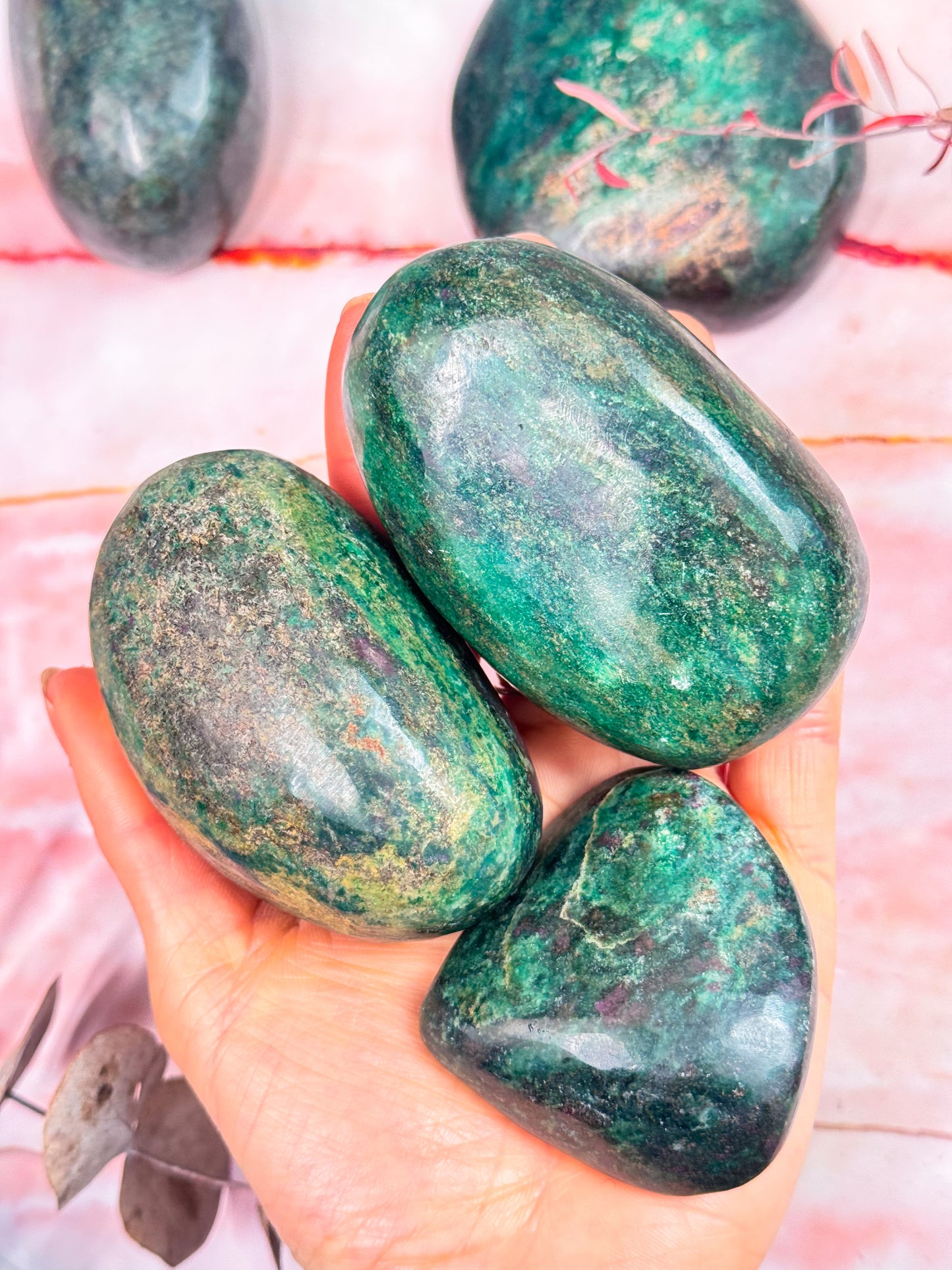 Ruby in Verdite Palmstones