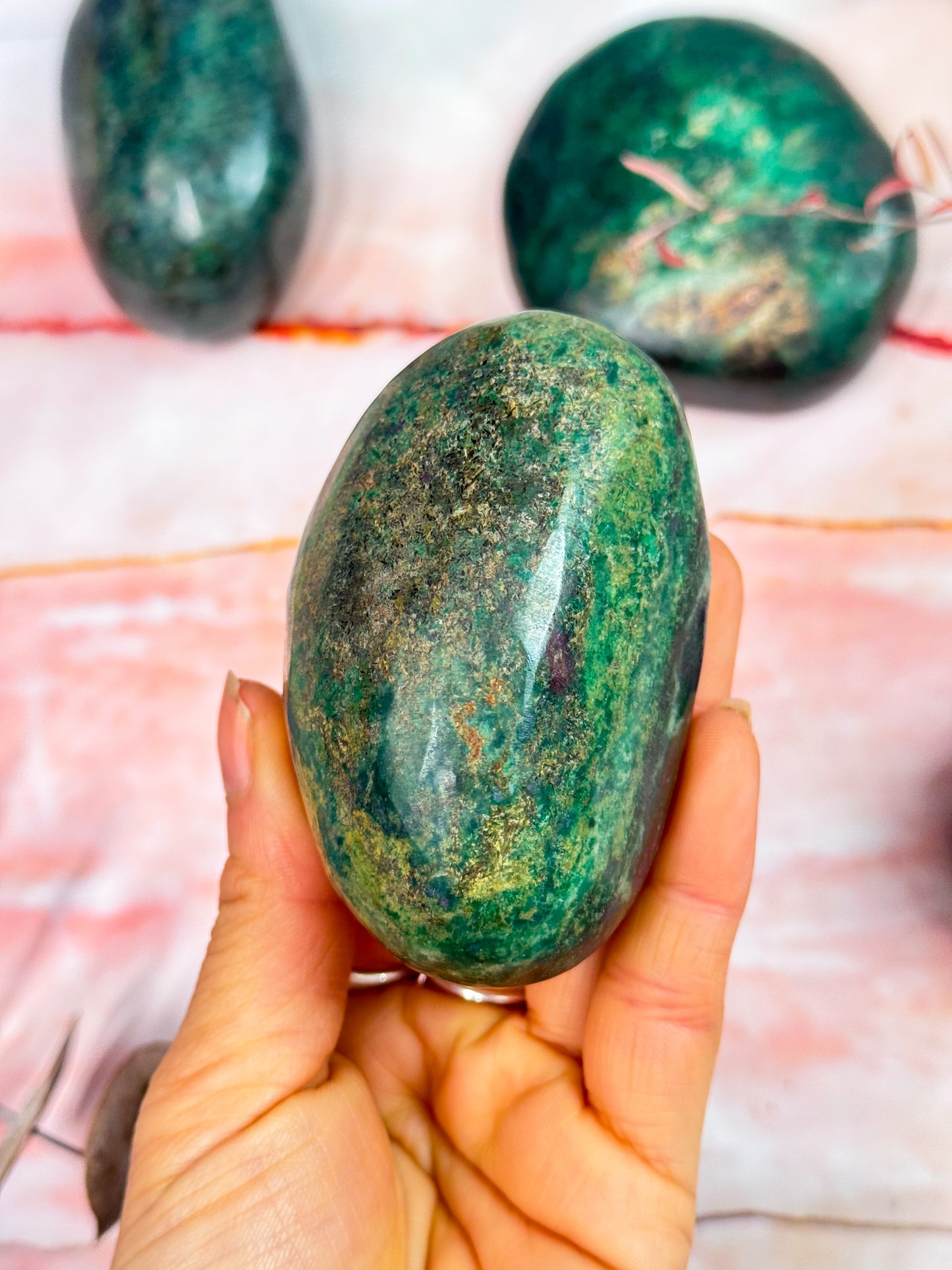 Ruby in Verdite Palmstones
