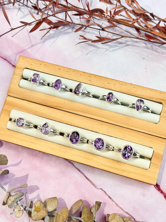 Faceted Amethyst Rings