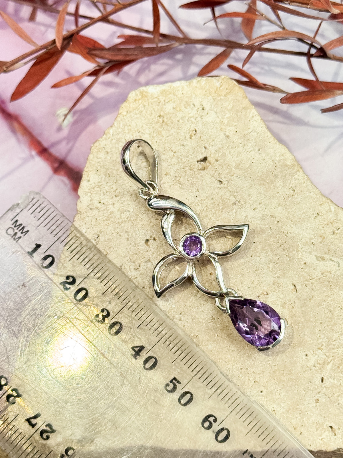 Faceted Floral Amethyst Pendants