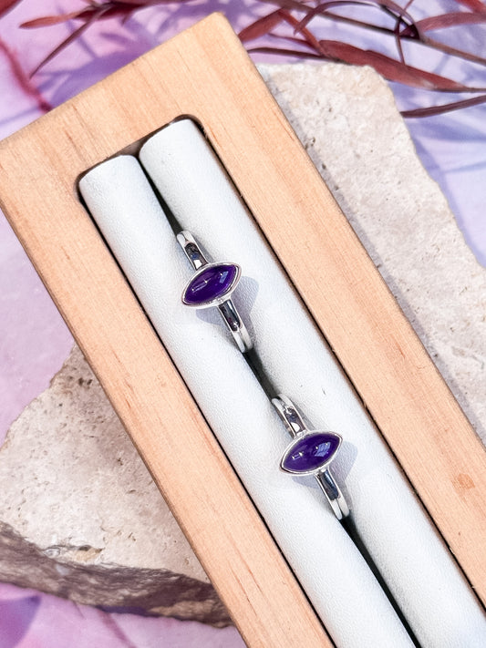 Dainty Amethyst Cat Eye Rings