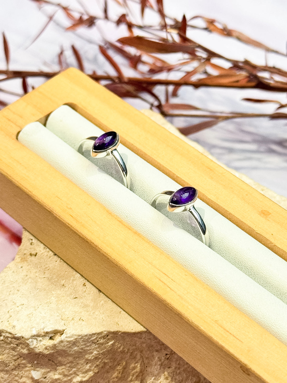 Dainty Amethyst Cat Eye Rings