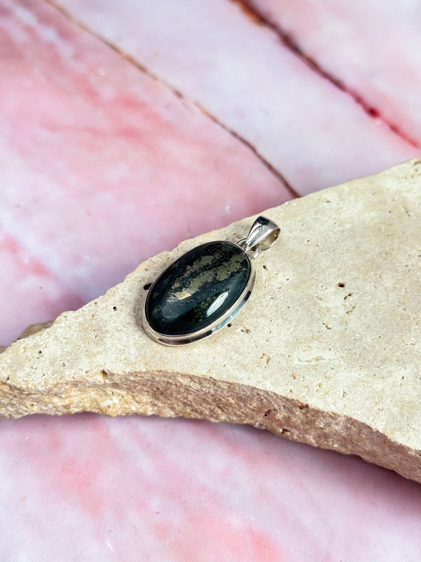 Pyrite in Basalt Pendant