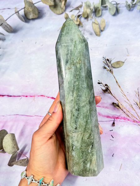 Fuschite in Quartz Tower