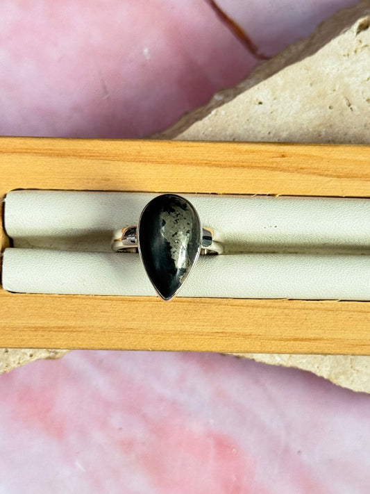 Pyrite in Basalt Ring - Size 8