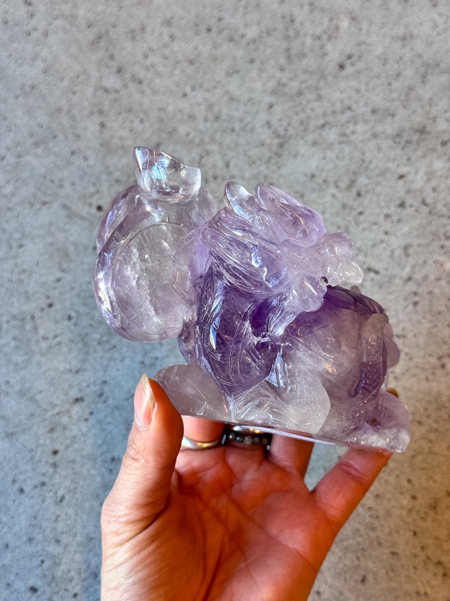 Amethyst Dragon Turtle with Snake Carving