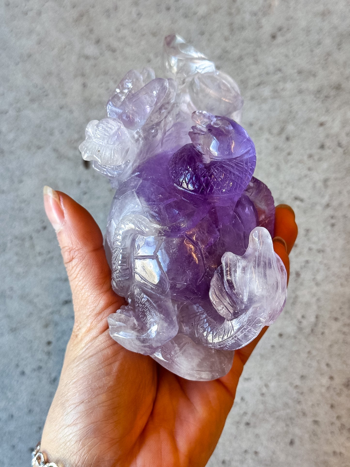 Amethyst Dragon Turtle with Snake Carving