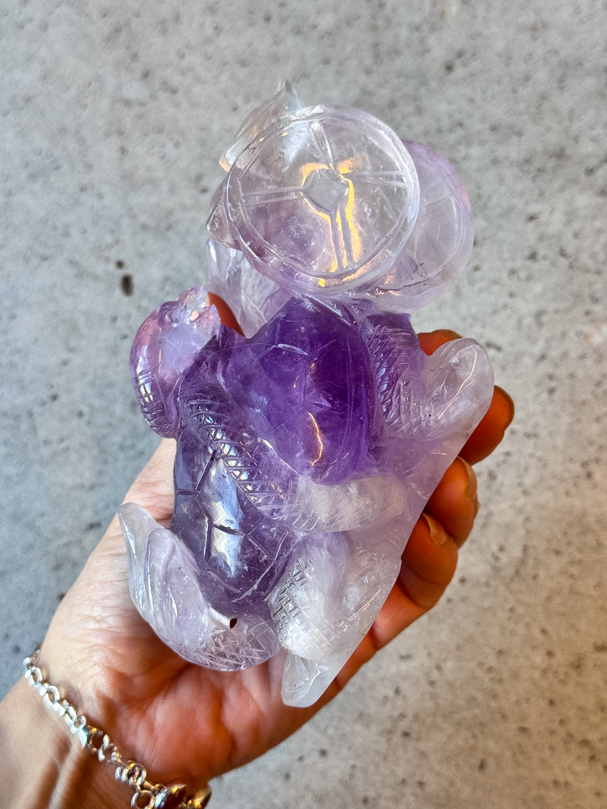 Amethyst Dragon Turtle with Snake Carving